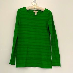 Banana Republic Green Stripes, Long Sleeves Lightweight Crewneck Sweater, Size S